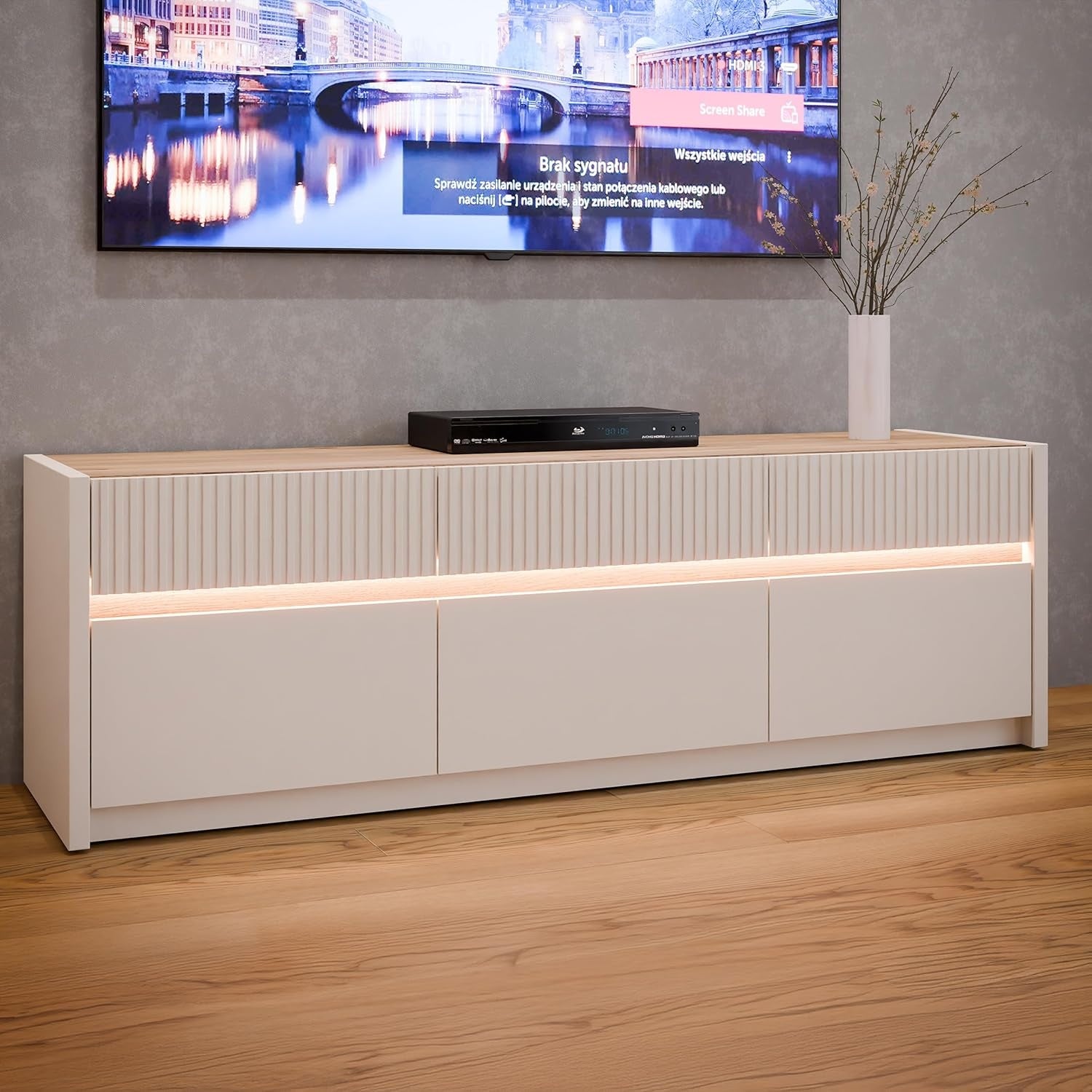 TV-Lowboard mit 3 Schubladen und 3 Klappen, Eiche, 160 ¡Á 50,7