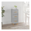 Sideboard Grau Sonoma, 34,5x34x90 cm, aus Holzwerkstoff mit 3 Schubladen, Robustes Schlafzimmer-Mobel fur Kleidung und Organizer-Aufbewahrung