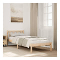 Massivholzbett Extra Lang, 80x210 cm Kiefernholz, unbehandeltes Bettgestell mit Lattenrost und Kopfteil, robuste Schlafzimmer-Mobel