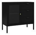 Sideboard Schwarz 75x35x70 cm Stahl und Hartglas