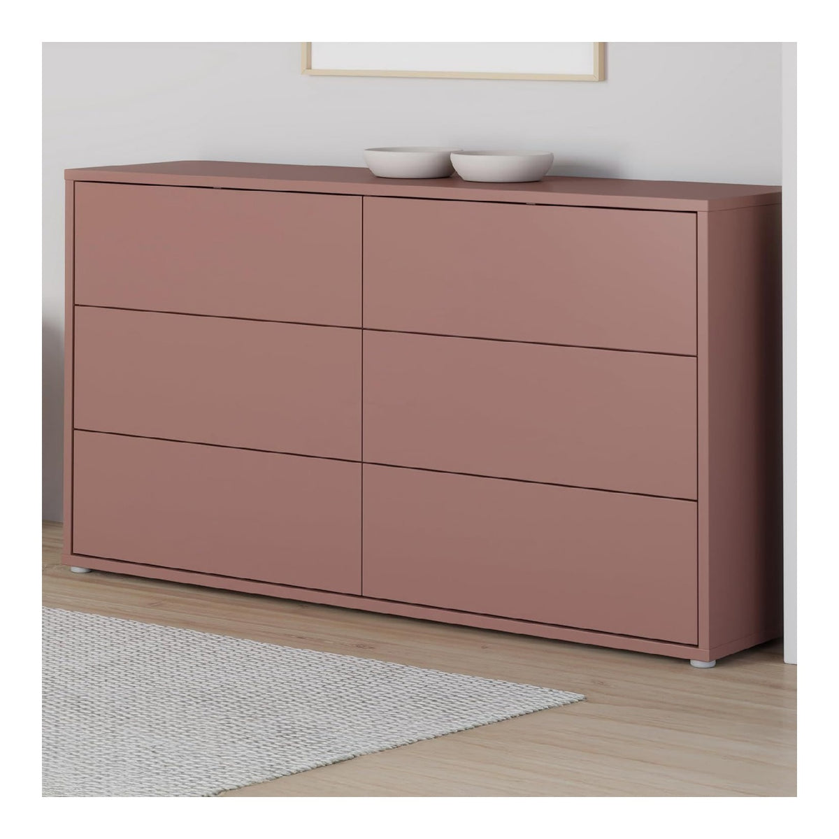 Alice Springs Sideboard 150 155, gro es Sideboard mit 3 Schubladen, Wohnzimmer, Holzwerkstoff, Terrakotta, 154,1 cm breit x 83,1 cm hoch x 41,5 cm tief