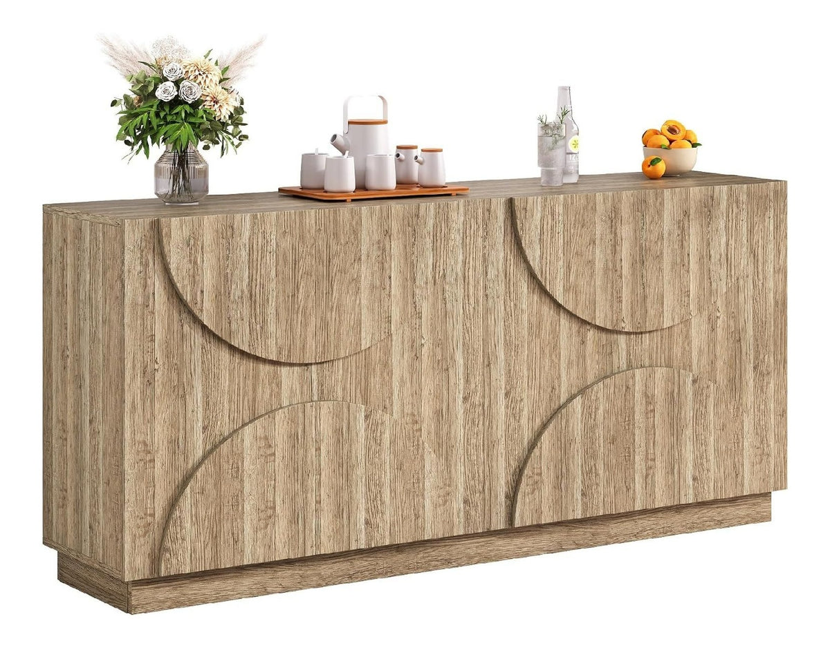 Sideboard Mit Regalen, 160x40x80 cm, Holzmaserung