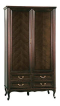 Luxus Jugendstil Schlafzimmerschrank Dunkelbraun 114,5 x 60 x H. 206 cm - Massivholz Kleiderschrank mit 2 Turen und 4 Schubladen - Barock & Jugendstil Schlafzimmer Mobel