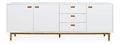 TENZO 4776-005 Svea Designer Sideboard 3 Turen, 3 Schubladen, wei /Eiche, MDF und Spanplatte lackiert massiv geolt, 80 x 225 x 44 cm (HxWxD)