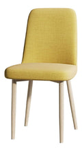 Modern Gepolstert Akzent Stuhle ohne Arm, Stoff gepolstert Klassisch Essstuhle mit Metallbeinen, Geeignet fur Verschiedene Hausstile (Color : Yellow, Size : Log Color Legs)