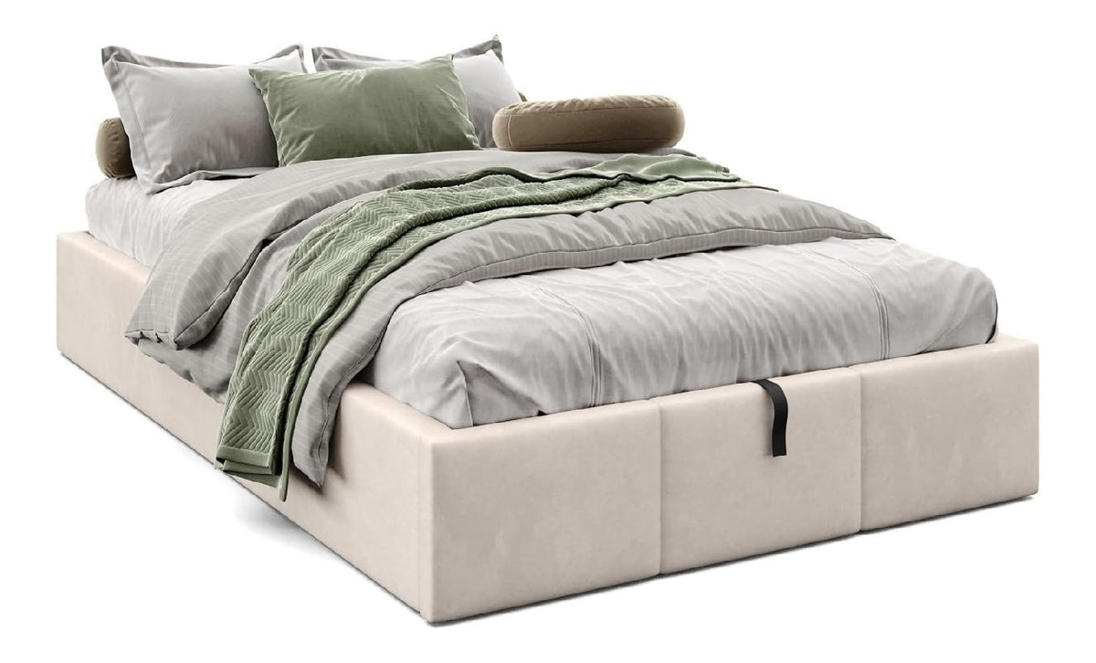 murando - Samt Polsterbett 120x200 cm, Creme, mit Stauraum, Schlafzimmer