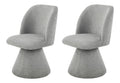 Tische, 2er Set Drehstuhl Sessel Bari, Bezug Webstoff Grau, Rundrucken, drehbar 360 , gepolsterter Metall-Kegelfu Dia. 50cm, 120kg belastbar