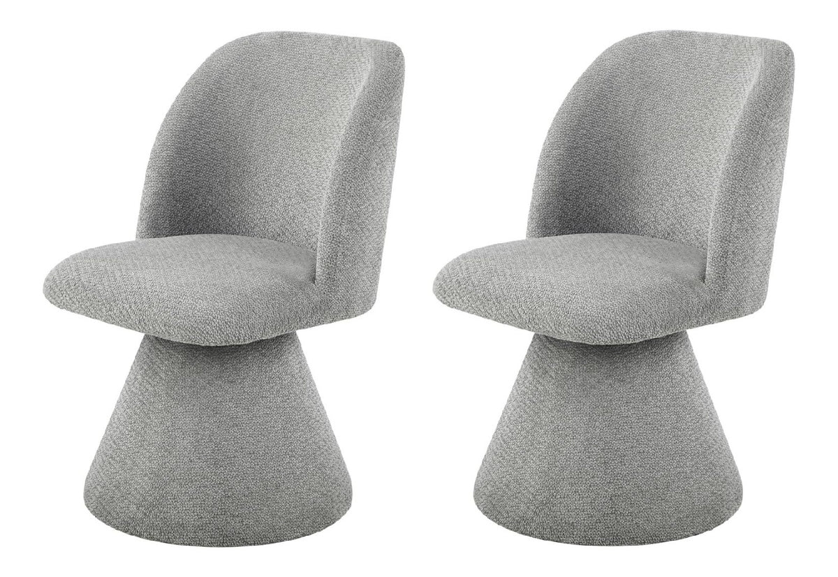 Tische, 2er Set Drehstuhl Sessel Bari, Bezug Webstoff Grau, Rundrucken, drehbar 360 , gepolsterter Metall-Kegelfu Dia. 50cm, 120kg belastbar