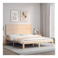 Massivholz-Bettrahmen aus unbehandeltem Kiefernholz, 150x200 cm King Size, mit Kopfteil, robuste Sperrholzlatten, langlebige Schlafzimmer-Mobel fur Erwachsene