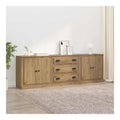 Sideboards 3er Set, Altholz-Optik, 210 x 35,5 x 67,5 cm, Holzwerkstoff, mit Schublade, 4 Turen, Bauernhaus Buffet Schrank