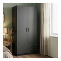Kleiderschrank 2 Turen Mare, Schlafzimmermobel, Schrank, Garderobe, 99x50 h200 cm, Grau