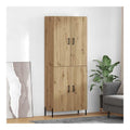 Highboard Artisan-Eiche Holzwerkstoff 69,5 x 34 x 180 cm wandmontiert mit 2 Turen modernes Sideboard Cabinet fur Wohnzimmer, Kuchenmobel und Stauraum optimiert