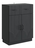 Sideboard Wohnzimmer 66 x 34,5 x 87 cm Schwarz Holzwerkstoff mit 1 Schublade und 2 Schwenkturen