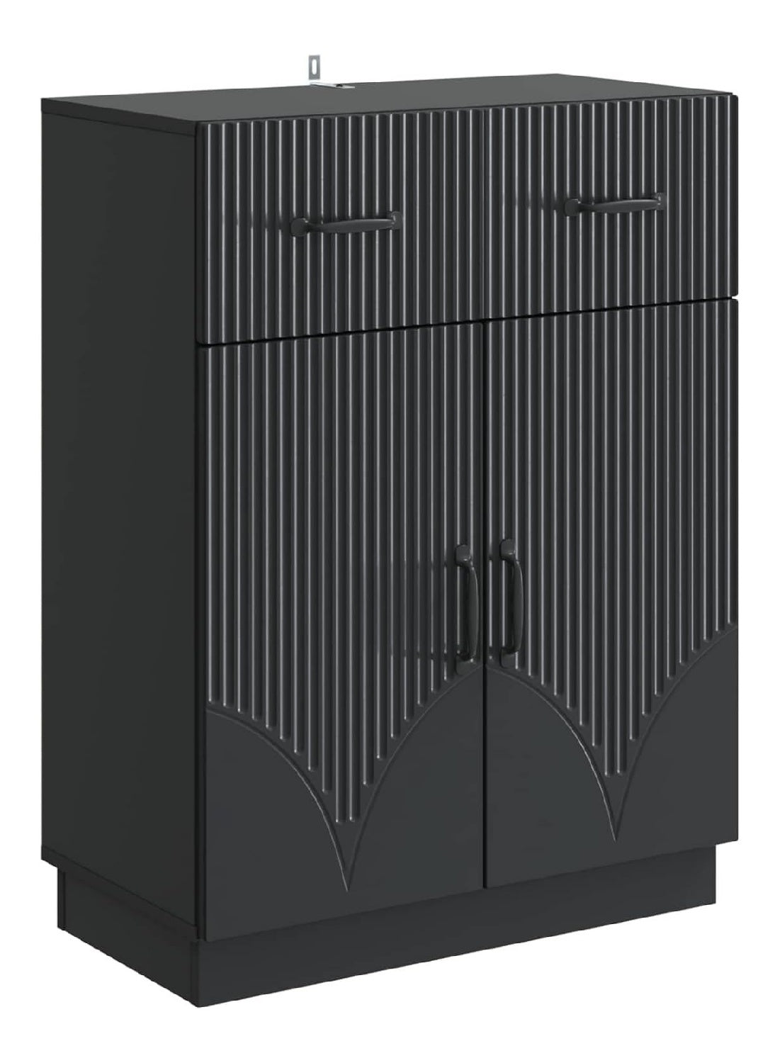 Sideboard Wohnzimmer 66 x 34,5 x 87 cm Schwarz Holzwerkstoff mit 1 Schublade und 2 Schwenkturen