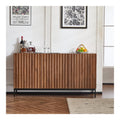 Sideboard 150 cm, mit 3 Turen und Verstellbaren Einlegeboden, 3D-Wellendesign, Push-to-Open, Kippsicherung, Dunkle Eichenoptik, fur Wohnzimmer, Esszimmer und Flur