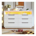 ANIROY Sideboard, Kommode mit LED und 6 Schubladen, Moderner Schrank fur Wohnzimmer und Schlafzimmer, 120x40x85cm (Wei A)