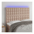 LED Bettkopfteil, Cappuccino, 144x5x118/128 cm, Kunstleder, hohenverstellbar, LED Streifen schneidbar, perfekte Ruckenstutzung, leicht zu reinigen
