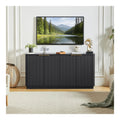 Sideboard 160 cm mit 4 Turen, Wellenfront & Stauraum, Schwarz