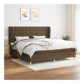 Boxspringbett mit Matratze, Dunkelbraun, 200x200 cm, Stoffbezug, hohenverstellbares Kopfteil, Taschenfederkern, Schlafzimmermobel