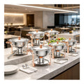 Runde Chafing Dishes Fur Buffet, 5 l (5 QT) Speisenwarmer Aus 201er Edelstahl Mit Wasserpfanne, Deckel Und Brennstoffhalter, Alkoholbetriebener Warmhaltebehalter Fur Catering Party Fest