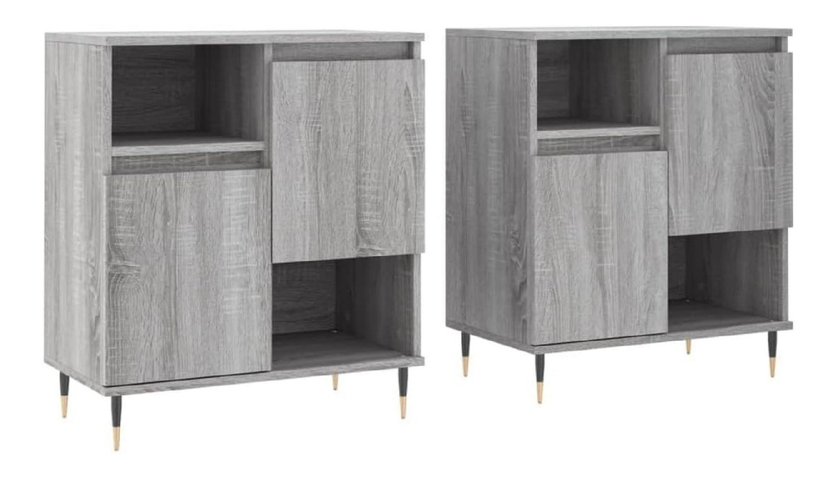 Sideboard 2er Set Grau Sonoma 120x35x70cm Holzwerkstoff Kommode