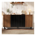 Sideboard Kommode mit 4 Turen und Verstellbarer Einlegeboden, Buffetschrank Beistellschrank Aufbewahrungsschrank mit Metallbeine, 160 x 35 x 80cm,Nussbaum, HD26070307