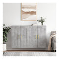 Wandschranke 2er Set, Betongrau Holzwerkstoff, 69,5x34x90 cm, Robustes Sideboard Buffet Cabinet mit Stauraum fur Wohnzimmer, Esszimmer