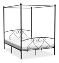 Himmelbett-Gestell Doppelbett Metallbett Bettrahmen Lattenrost Schlafzimmerbett Schlafzimmermobel Ehebett Schwarz Metall 140x 200 cm