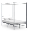 Himmelbett Grau Metall 120x200 cm, Elegantes Bettgestell mit robustem Lattenrost, pulverbeschichtetes Schlafzimmermobel fur Vorhange, ideal fur erholsamen Schlaf
