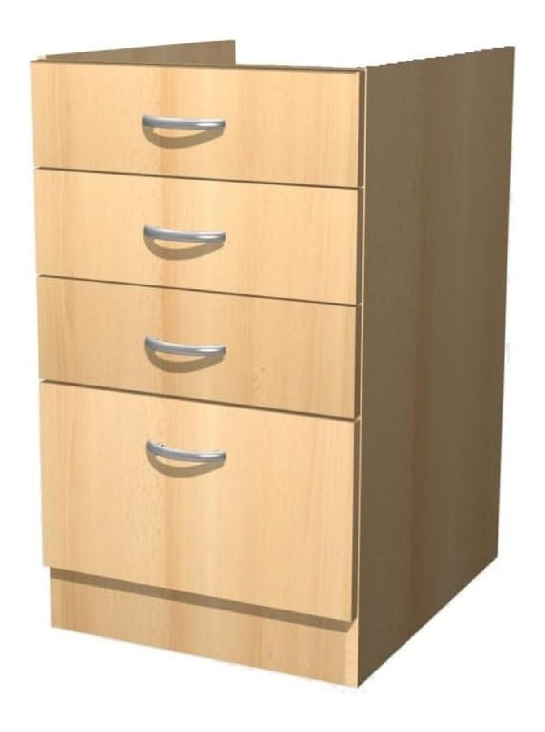 Kuchenunterschrank 50 cm Buche ohne Arbeitsplatte, 3 Schubladen - Namu