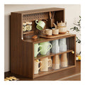 Kleines Sideboard Kuche Mit Lochwand Und Haken, Buffet Schrank Kuche, Kuchenschrank Mit Schiebeturen, Kompakter Aufbewahrungsschrank Fur Gewurzglaser, Bucherregal Fur Buro,Walnut,D