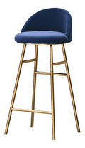 Barhocker aus Samt mit Metallbeinen und Ruckenlehne, bequemer Hochstuhl fur Kucheninsel/Hausbar, stilvoller Thekenstuhl fur Fruhstucksbar, moderne Kuchenmobel