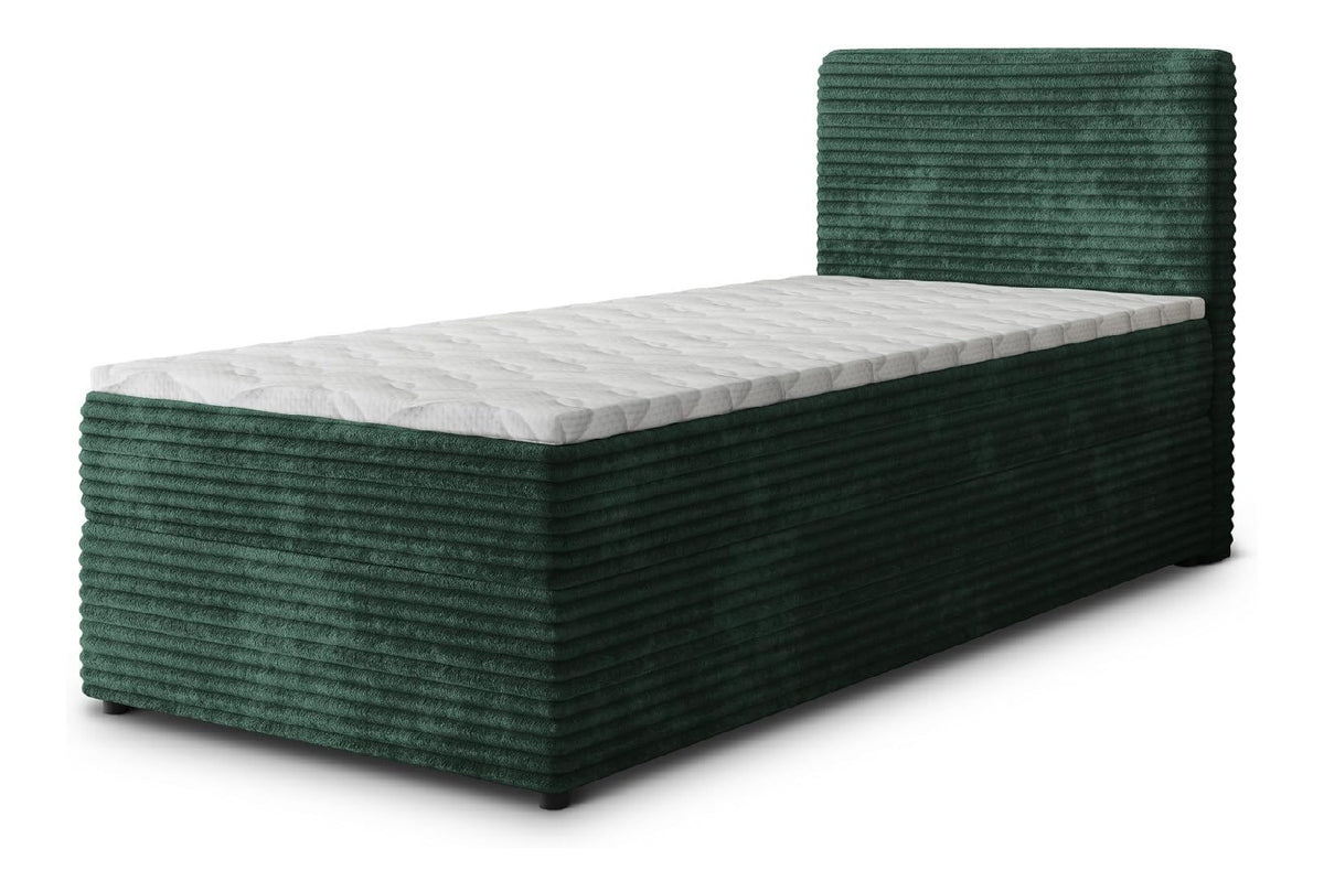 Boxspringbett PISA 90 90x200 cm Komplett-Set mit Matratze und Topper, Polsterbett mit Zwei Bettkasten -Grun, TILIA 39