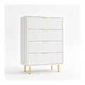 Kommode 4 Schubladen Wellenfront Goldgriffe Warmwei 60 x 40 x 94 cm