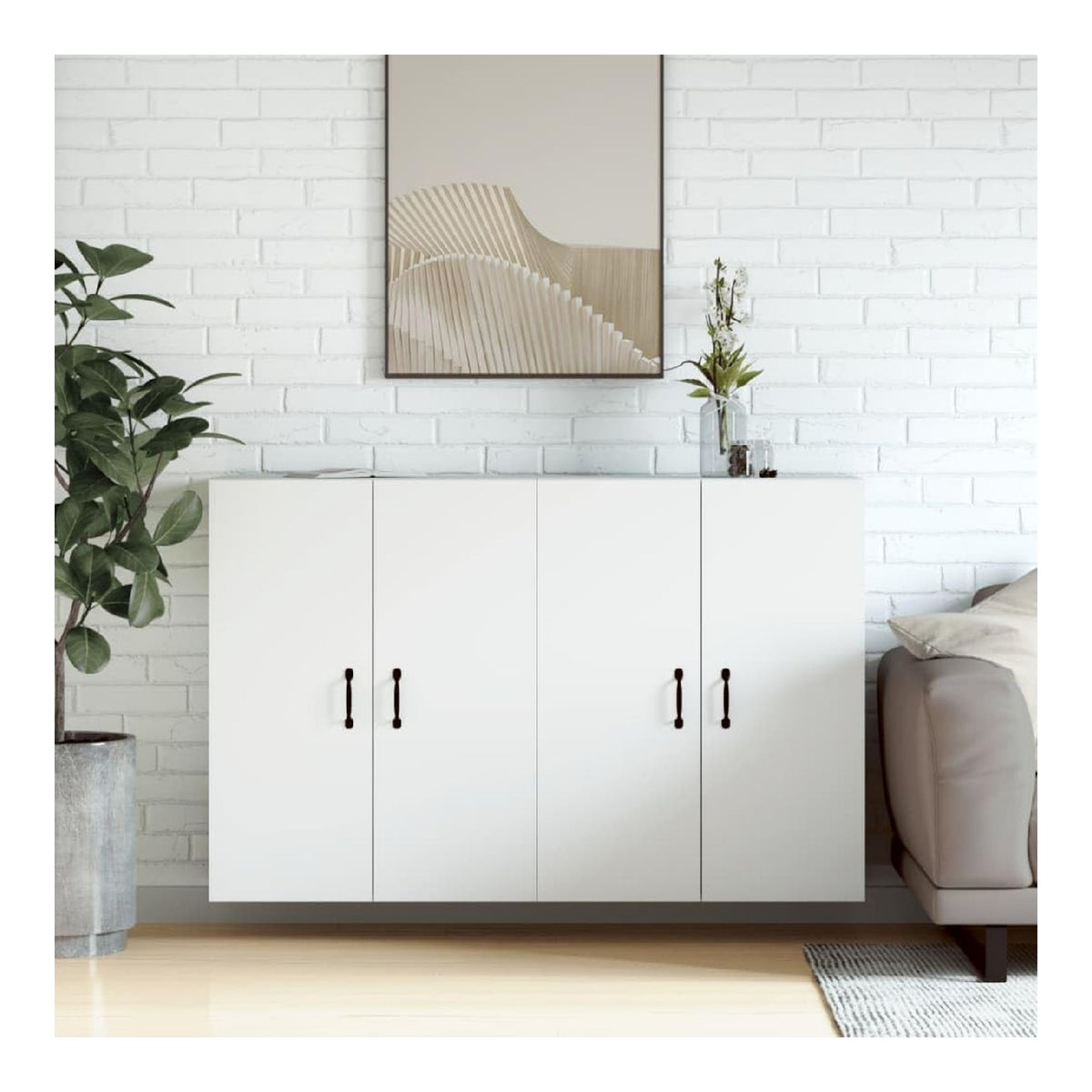 Wandschranke 2 Stuck Wei Holzwerkstoff Wandmontage Kommode Sideboard Schlafzimmer Wohnzimmer Kuchenmobel