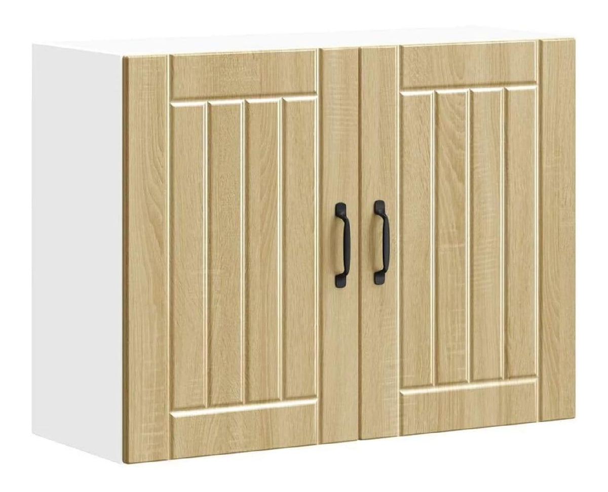 Kuchen-Hangeschrank Lucca Sonoma-Eiche Holzwerkstoff mit 80 cm Breite, 60 cm Hohe und 31 cm Tiefe, Wandmontage, vielseitiger Aufbewahrungsschrank fur Kuche, Esszimmer und Vorrat