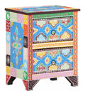 Nachttisch Handbemalt 40x30x50 cm Mango Massivholz