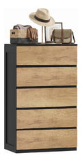 5-Schubladen-Kommode Schlafzimmer 60x39x100cm Schwarze Eiche