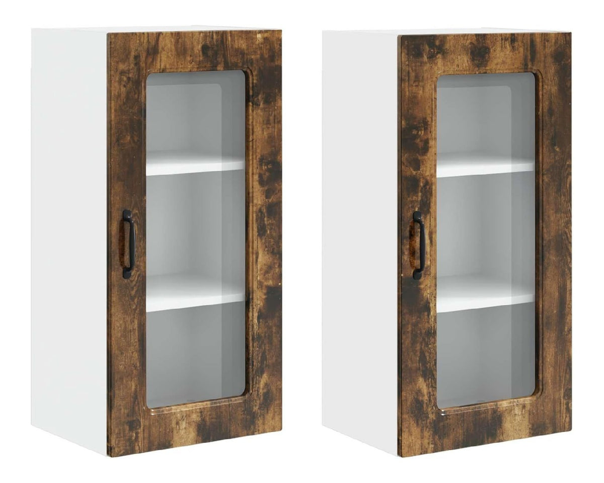 Kuchenschrank Kalmar 2 Stuck Geraucherte Eiche Holzwerkstoff 40 x 31 x 80 cm Kuchenkommode mit reichlich Stauraum fur Moderne Kuche Innenbereich