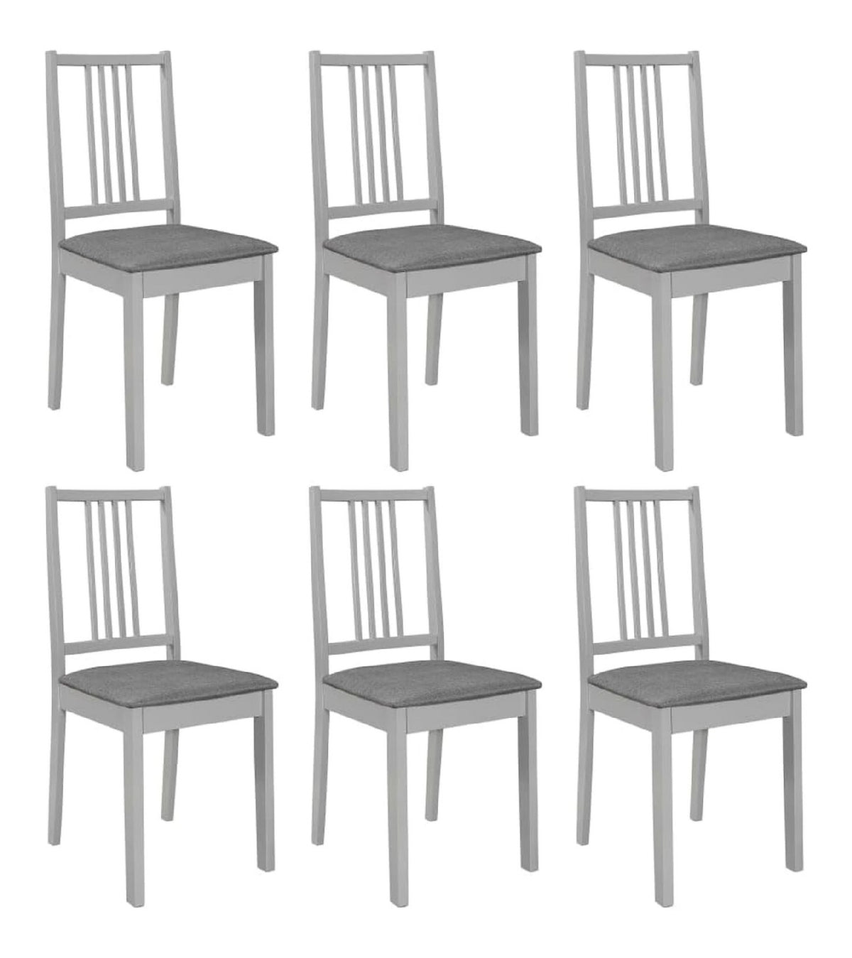 6X Massivholz Esszimmerstuhl mit Polstern Holzstuhl Kuchenstuhl Essstuhl Stuhl Wohnzimmerstuhl Stuhle Restaurantstuhl Stuhlset Grau