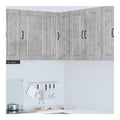 Wand-Eckschrank Porto Beton Grau 57 x 57 x 80 cm Holzwerkstoff modernes Design eleganter Stauraum mit Regalen und Turen fur Kuchen, Wohnzimmer, Esszimmer, Speisekammer