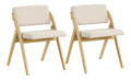 FANTASK Essstuhle Klappstuhle Set, 2er Set klappbarer Esszimmerstuhle, Klappstuhl Furniture mit Gummiholzbeinen, gepolsterter Sitz und Ruckenlehne, fur Esszimmer Office Events, Natur