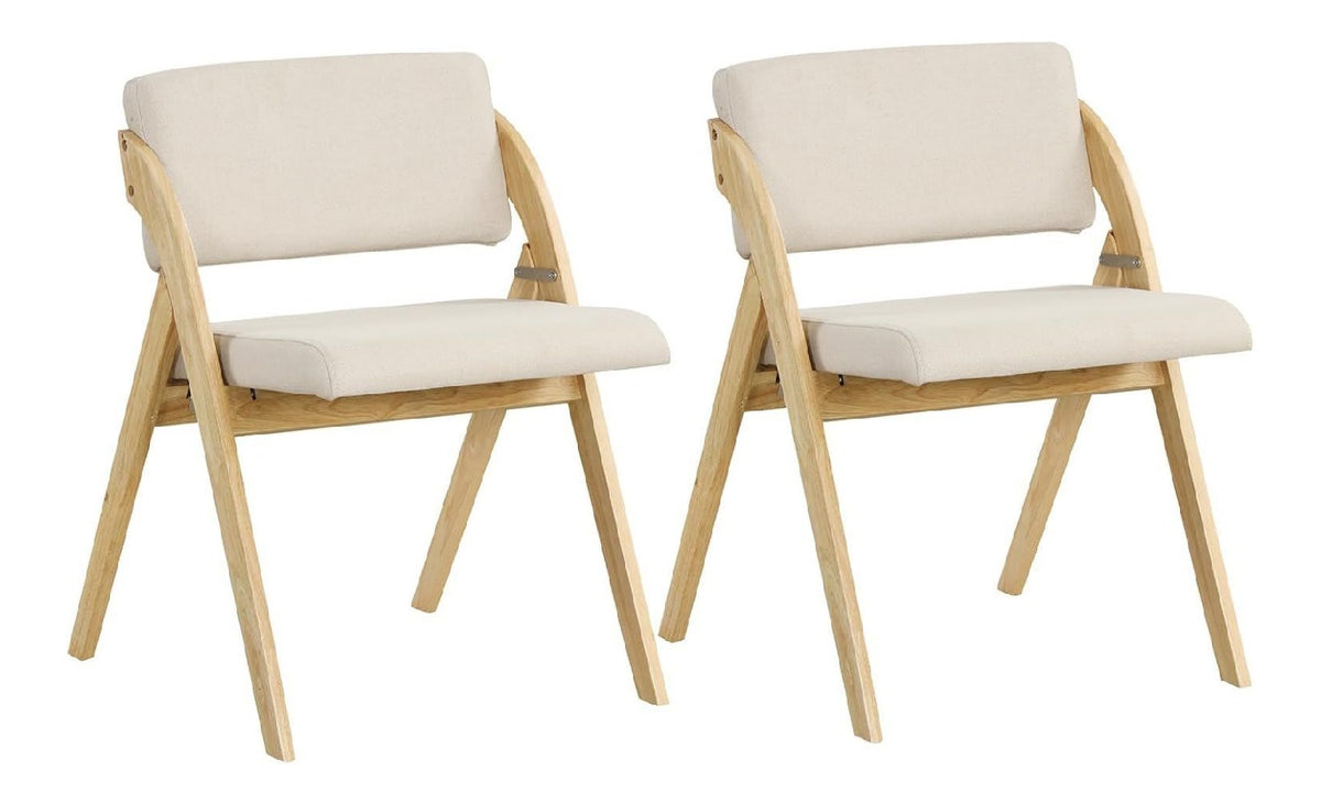 FANTASK Essstuhle Klappstuhle Set, 2er Set klappbarer Esszimmerstuhle, Klappstuhl Furniture mit Gummiholzbeinen, gepolsterter Sitz und Ruckenlehne, fur Esszimmer Office Events, Natur