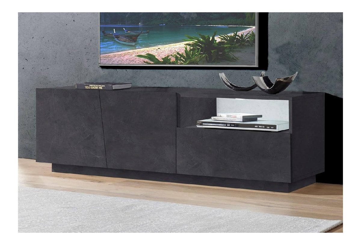 TV-Lowboard Rack Unterschrank Fernsehtisch HiFi Element Schrank Viterbo I Schiefer Nachbildung