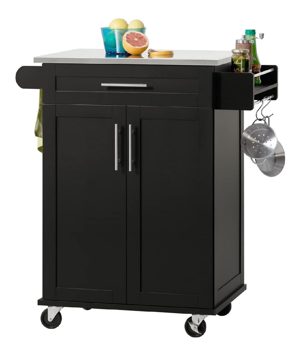Kuchenwagen mit Schublade und Edelstahlplatte 80x90x46 cm Kuche