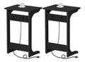 C-formiger Beistelltisch mit Ladestation, 2er-Set, Couchtisch, TV-Tablett, Tisch mit 2 USB-Anschlussen und Steckdosen, Sofa-Beistelltisch fur kleine Raume, Wohnzimmer, Schlafzimmer TB01BK0442