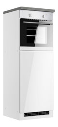 Kuchenschrank Umbauschrank fur Kuhlschrank und Backofen 60 cm, Hochglanz wei , Arbeitsplatte Betonoptik