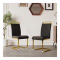 2er Set Esszimmerstuhle Schwarz PU mit goldenen C-Metallbeinen & Hochlehne