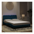 Bettgestell mit LED ohne Matratze Blau 140x190 cm Samt,Mobel,Betten & Zubehor,Betten & Bettgestelle,Blau,26.87 KG,3213853