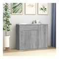 Rustikales Sideboard - 88 x 70 cm, 3 Turen & Schubladen, Aufbewahrungsschrank fur Wohnzimmer - breiter Buffetschrank - Bauernhaus-Sideboard fur Lounge & Flur, Grau
